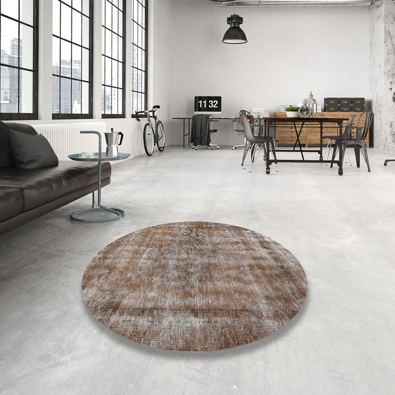 Tapis oriental brun / gris, Rond 6 pi