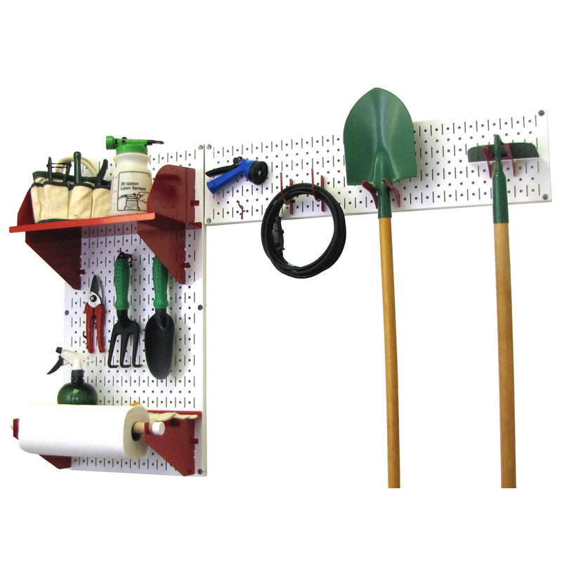 Ensemble de rangement de panneau perforé pour outils de jardin Rylan, Vert / blanc