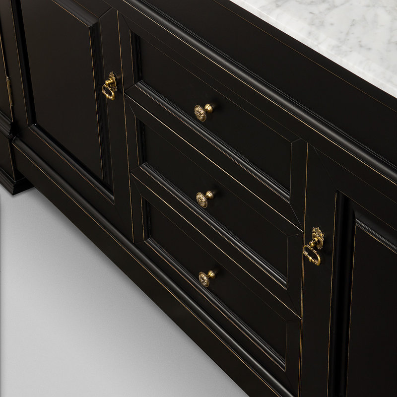 Andover 60'' W Double Vanity, Black, Imperial Brown Granite