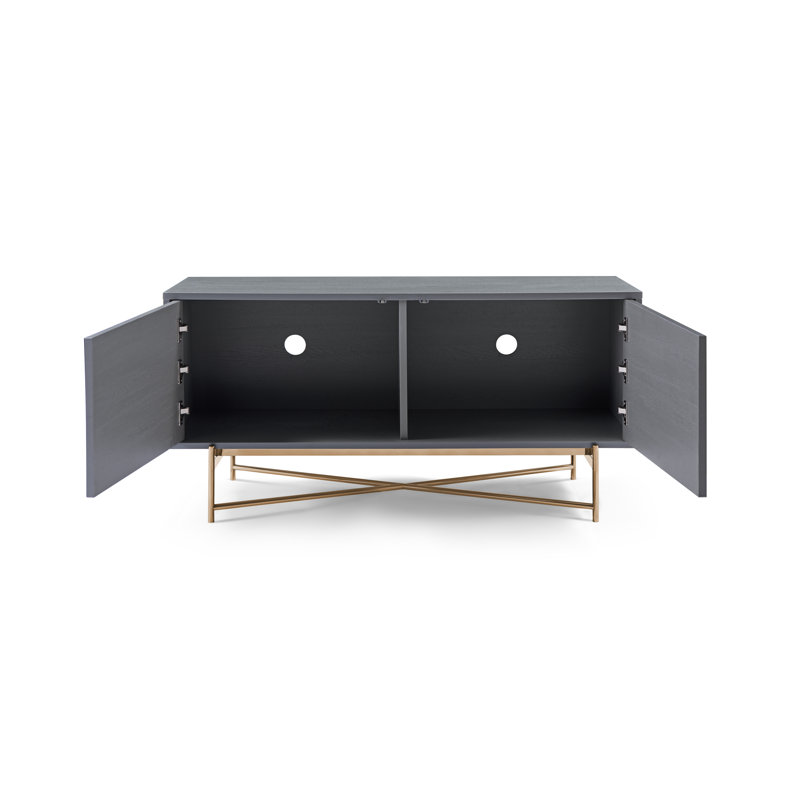 Amilli TV Stand for TVs up to 50", Grey/Bronze/Rattan