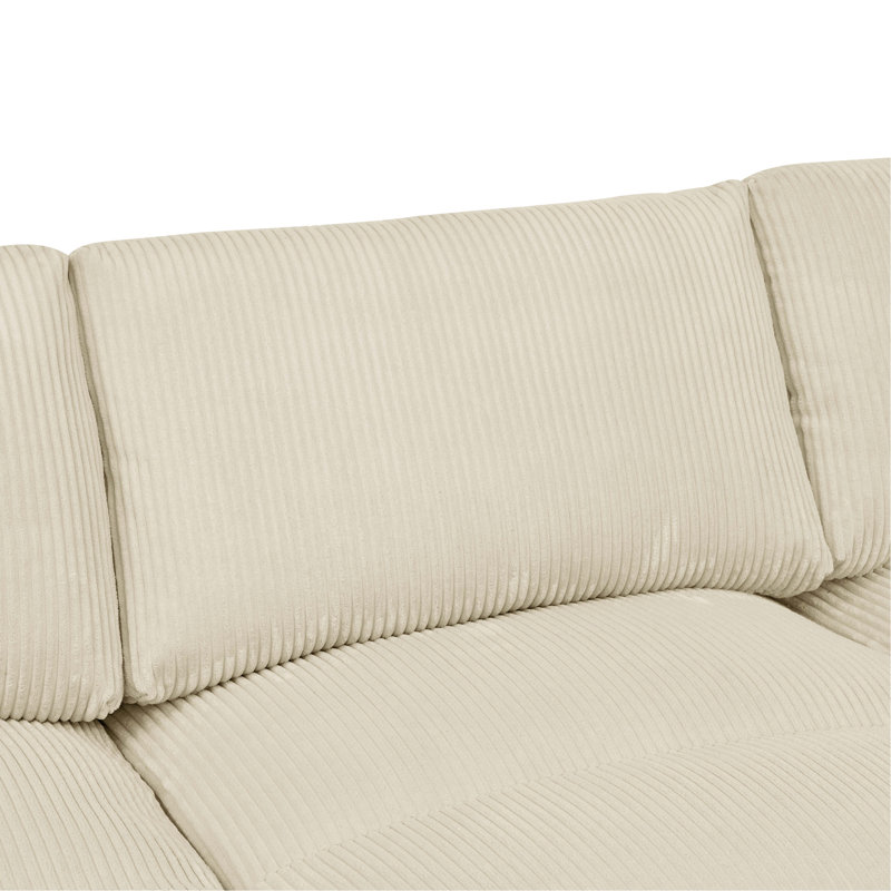 Canapé modulaire rembourré à large accoudoirs avec 2 repose-pieds Cordory, Beige