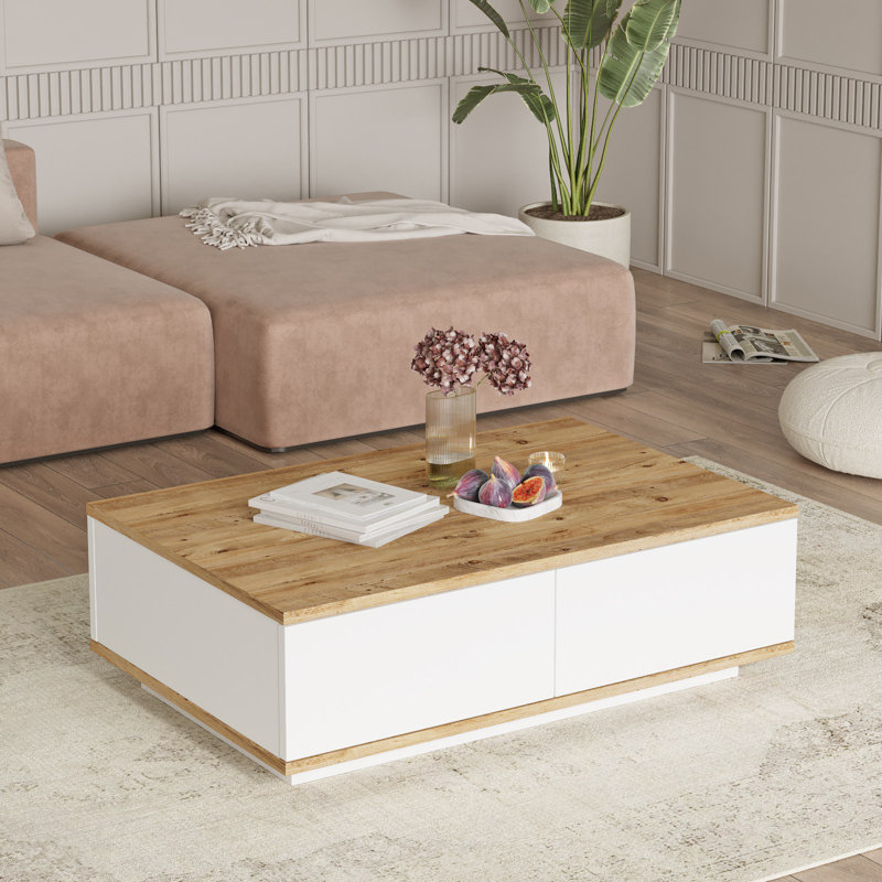 Table basse, Blanc / pin Atlantique
