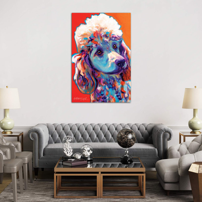 Bonnie The Poodle by DawgArt - Print on Canvas, 30.48 cm H x 45.72 cm W, No Frame