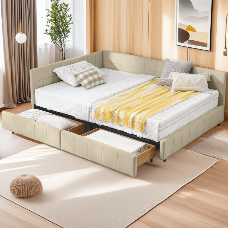 Full Size Storage Upholstered Tufted Bed Frame, Sofa Bed Frame With Comfortable Backrest And Armrests, Full Size Bed For Bedroom, Living Room,Velvet