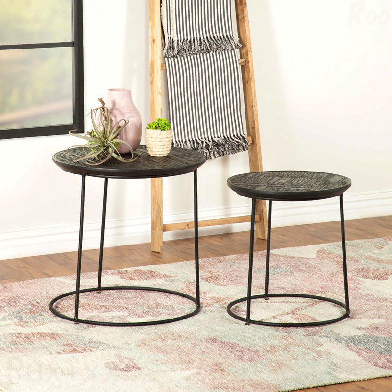 2-Piece Matte Black Nesting Table