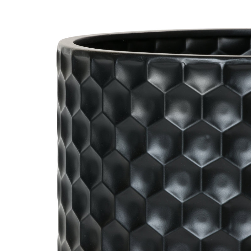 Black Honeycomb Metal Planter with Gold 4-Leg Base