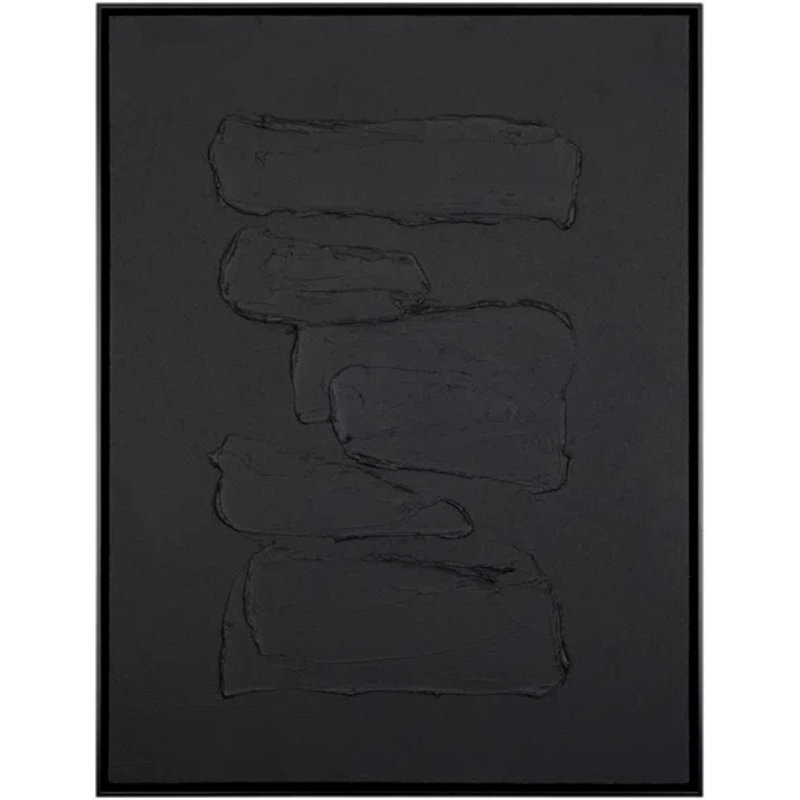 Peinture abstraite Adriana, H 48 po x l 36 po, Noir, noir, noir, noir