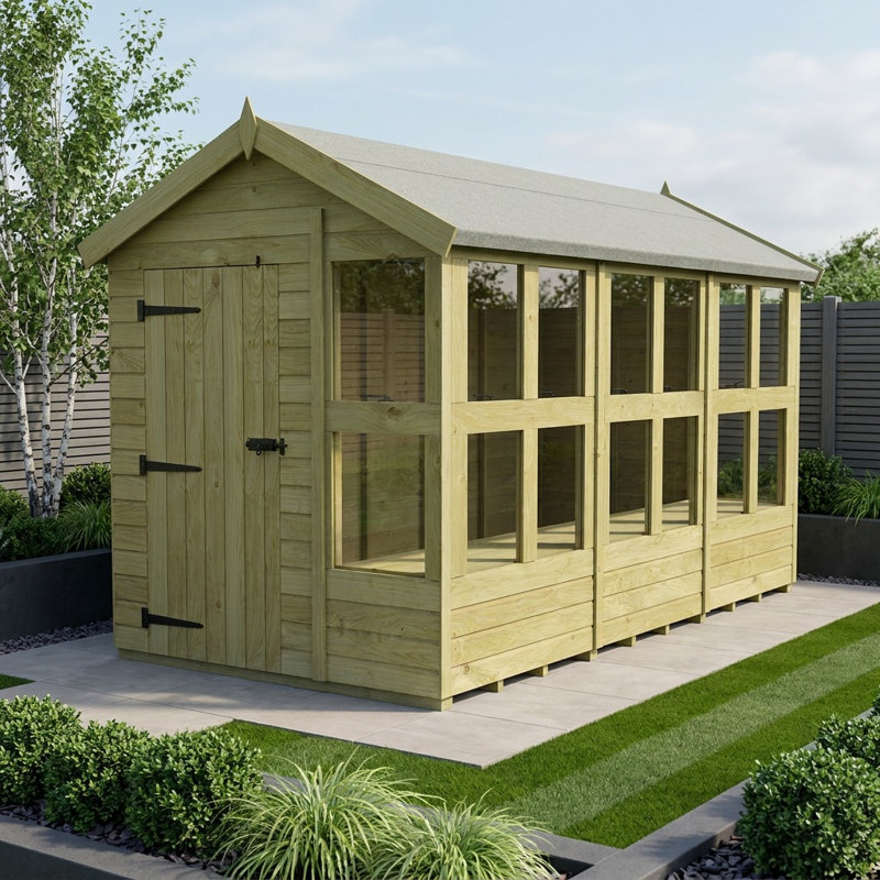 Total Sheds 12ft x 6ft Apex Potting Shed - Built-in Two-Tier Bench - Pressure Treated Timber - UK Manufactured