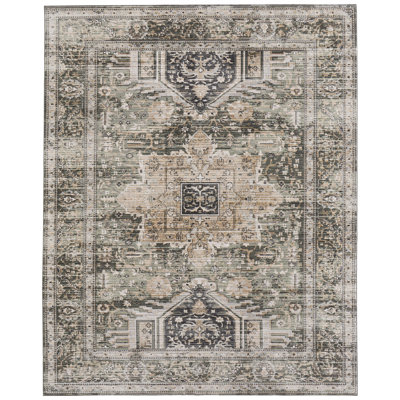 Thara Traditional Medallion, Green/Black/Tan, 9' x 12' Area Rug