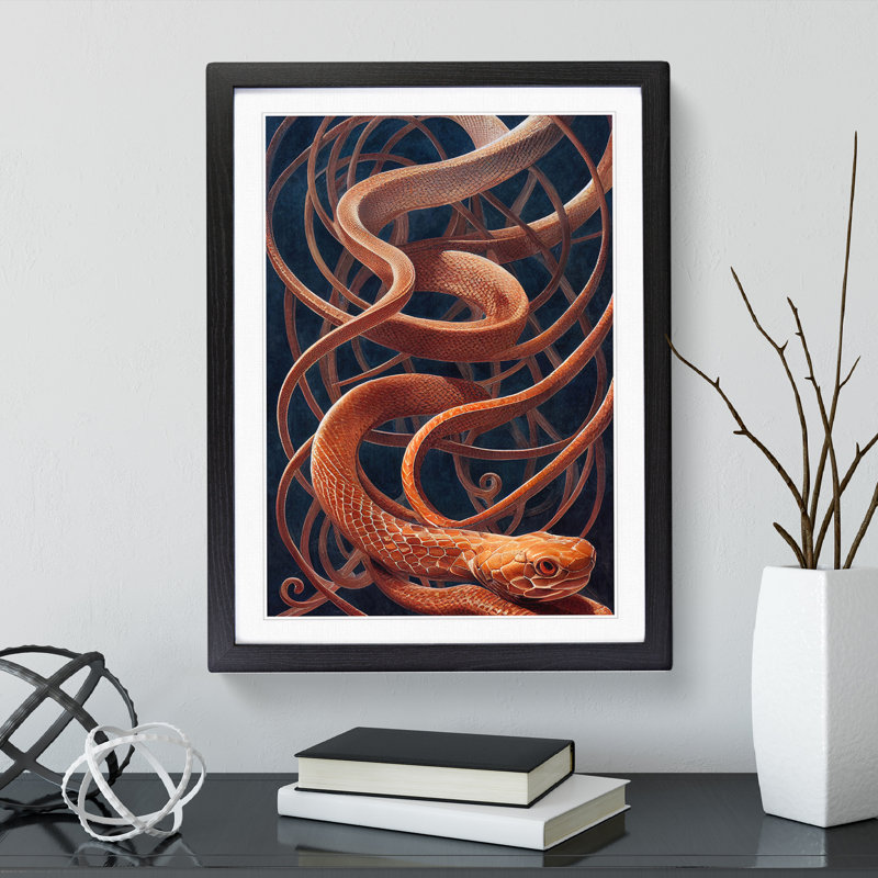 Endless Snake - Single Picture Frame Print, 64cm H x 46cm W, Black
