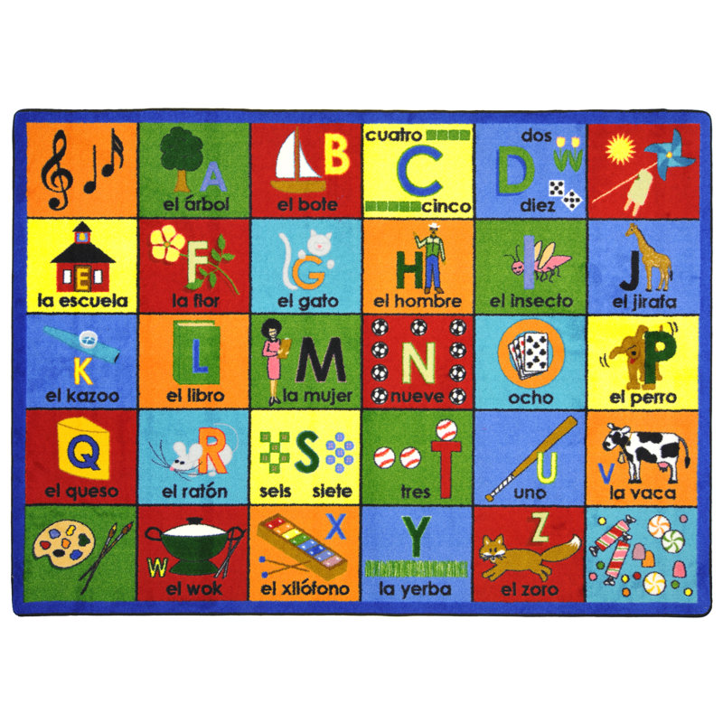 Educational Bilingual Phonics Area Rug, Rectangle 5'4" x 7'8"