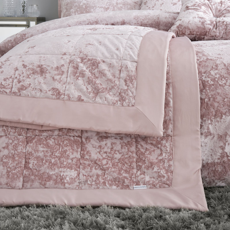 Crushed Velvet Bedspread, Blush