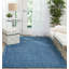 Tapis bleu marine en laine crocheté à la main-714141009
