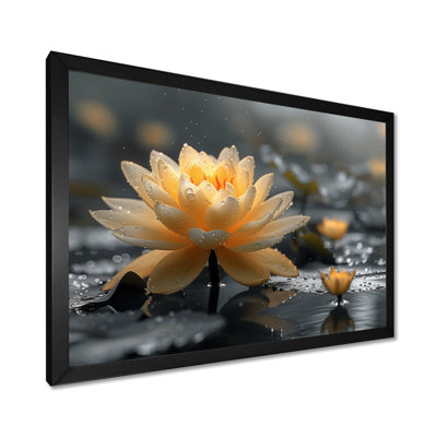 Étang de lotus tropical beige et gris I - art mural lotus