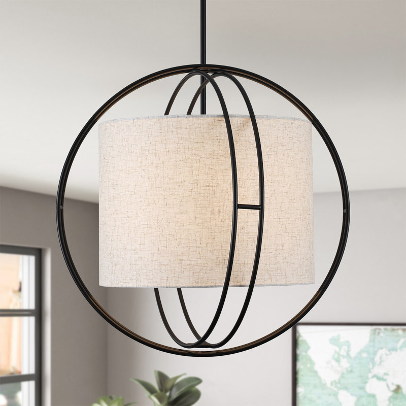Luminaire suspendu 4 lumières 20 pouces Boho avec abat-jour moderne en tissu pour cuisine, salon, salle à manger, chambre à coucher et vestibule