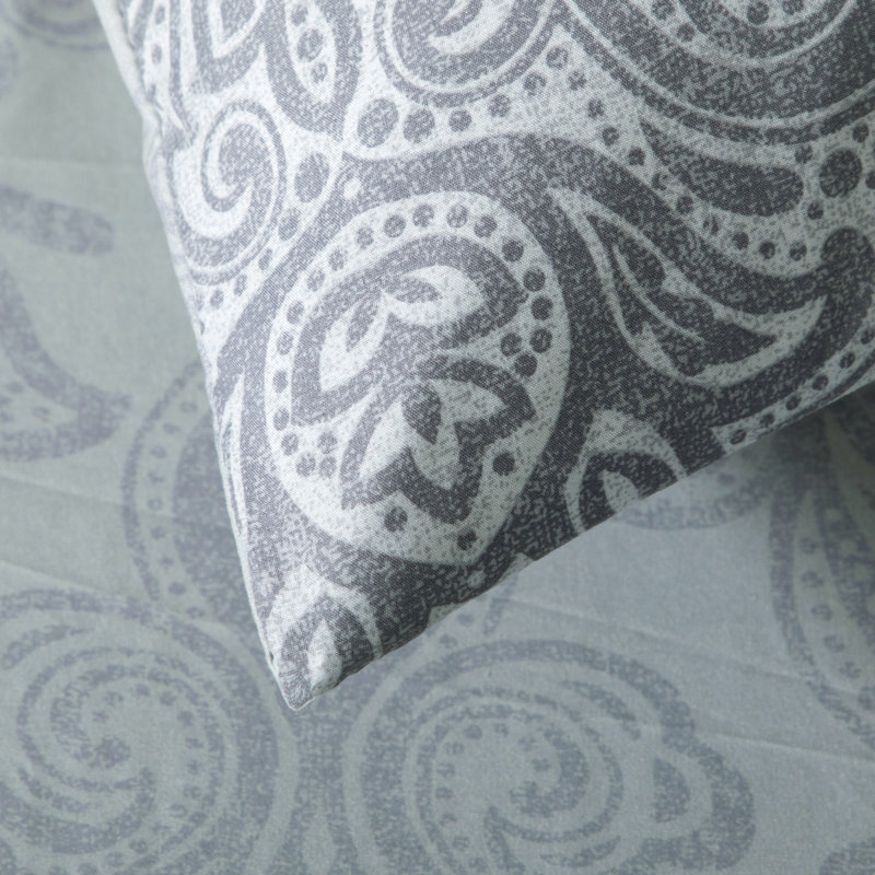 Ensley Floral Duvet Cover Set with Pillowcases Included, Super King - 2 Standard Pillowcases, Grey