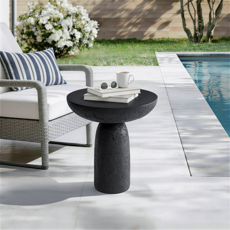 Table d'appoint en fibre de verre en forme de champignon, Noir