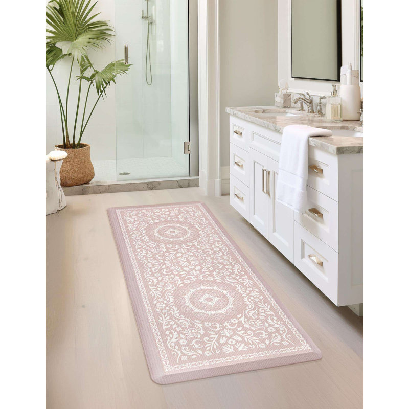 Modern Floral Water Resistant Non-Skid Kitchen Mat, Rectangle 2' x 5'