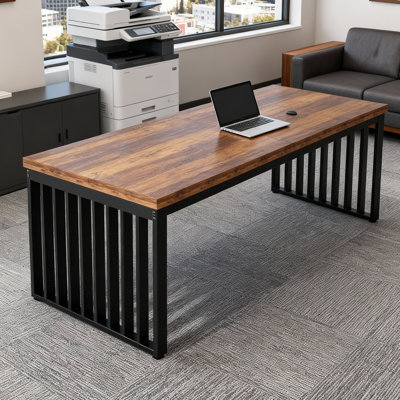 78.7" Industrial Home Office Desk with Metal Frame