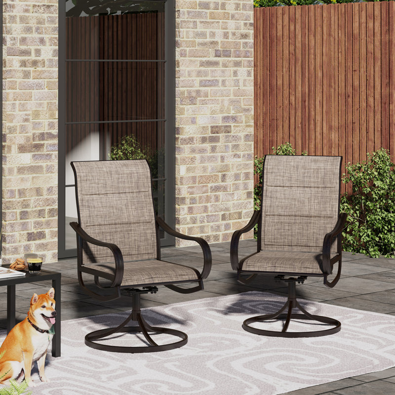 Leonard Premium All-Weather Padded Sling Swivel Chair