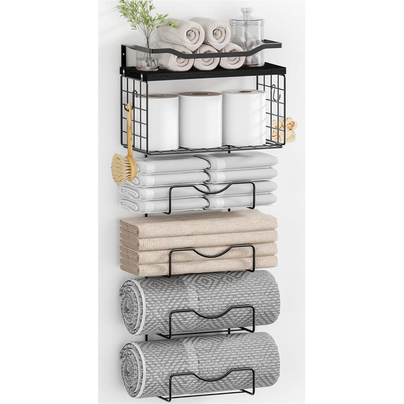Wall mounted towel rack