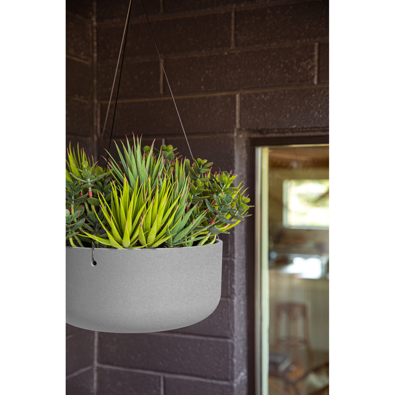 Mason Series Hanging Kona Bowl Planter, 2, Gray