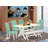 6 Piece Kitchen Table & Chairs Set Contains a Rectangle Wooden Table and 4 Pond Faux Leather Parson Chairs with a Bench, Linen white-1219432382-1219432353-1213306506