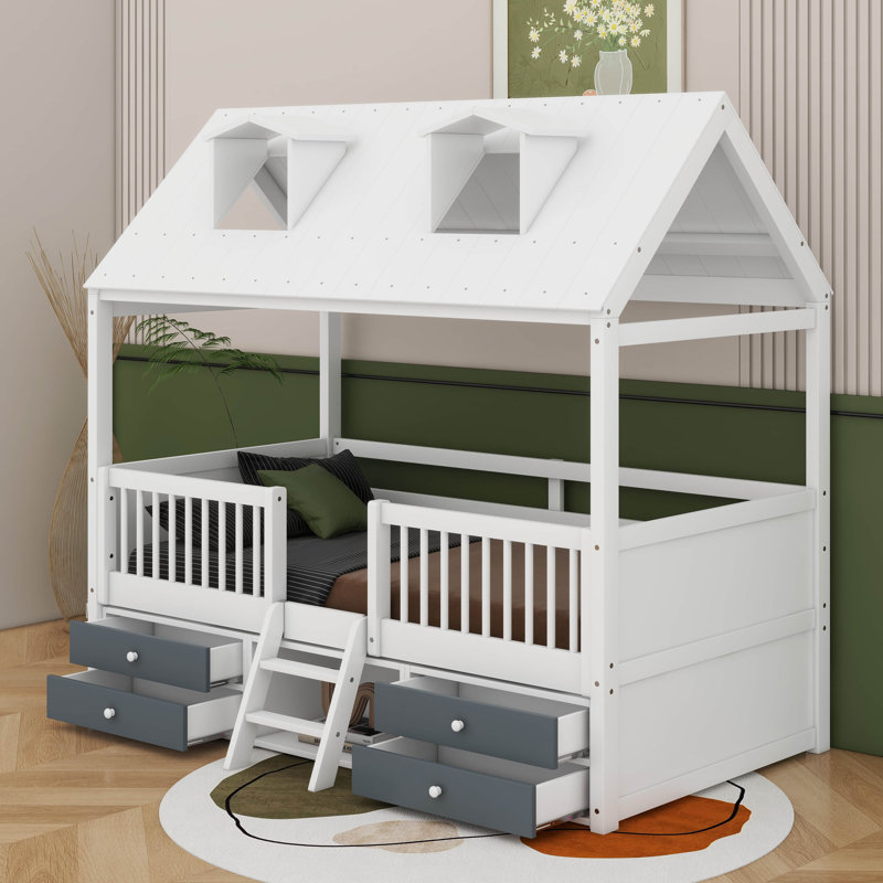 Lit en bois, Lit simple, Blanc