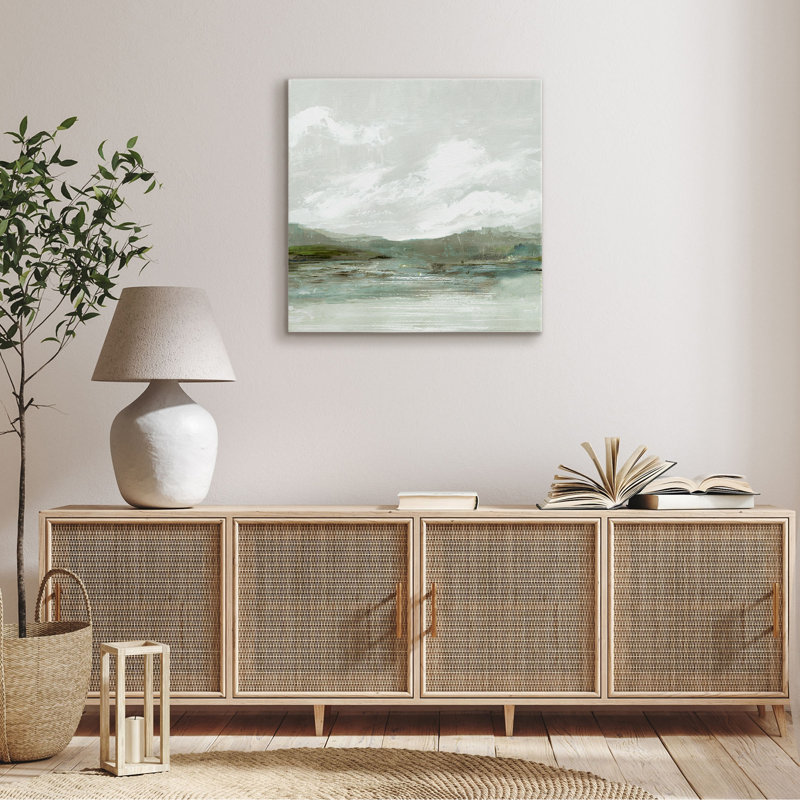  Art mural 20 x 20 sur toile inspiré de la nature avec des accents peints à la main - «Gallery Wrap» - The Crystal Shallows par Pi Creative Art
