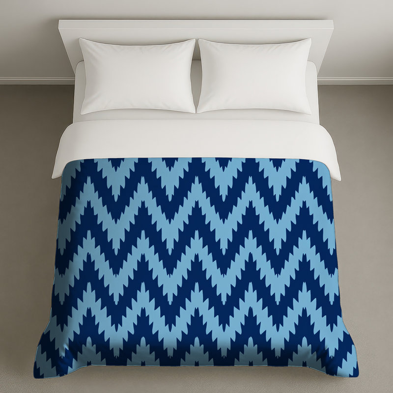 Housses de couette bleues à motif en zigzag, Twin