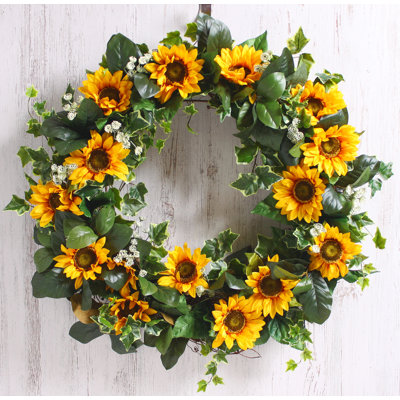 Faux Sunflower Silk Wreath