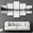 Abstract Landscape " Black White Grayscale Mountain Range Valley Lake View " 5 - Pieces