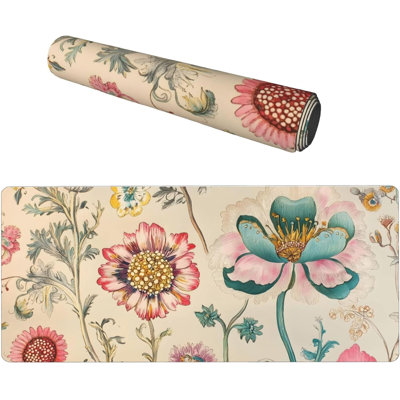 Tapis de souris floral rétro, grand format, décor de bureau pour les fêtes, 30 x 70 cm