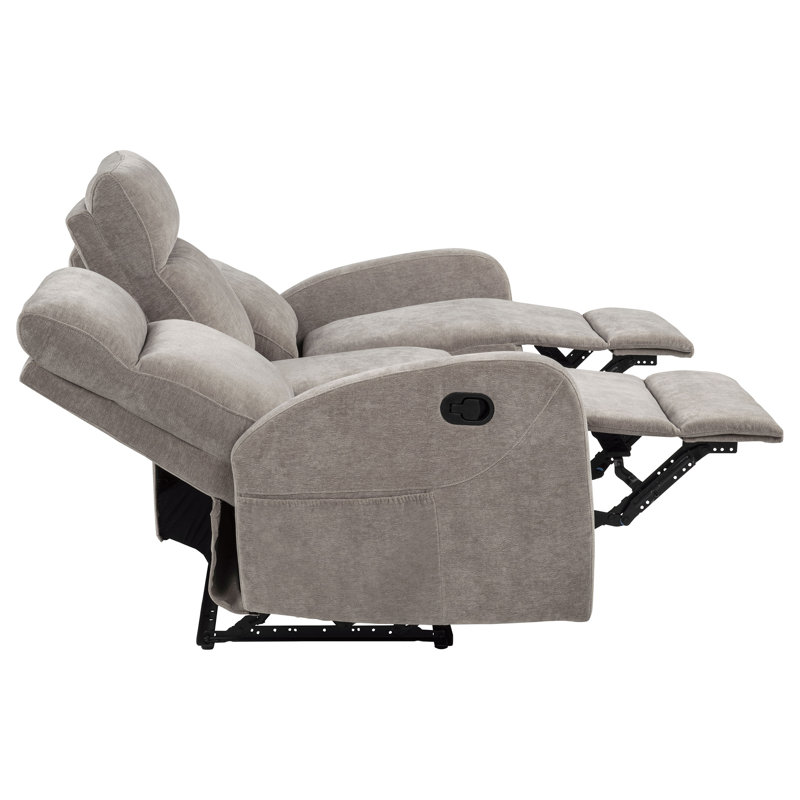 Camecia Chenille Upholstered Manual Reclining Sofa Sand, Sable