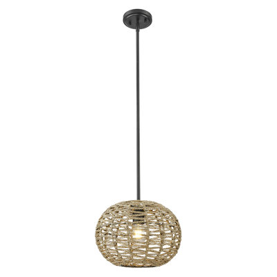 Coastal 15 in. 1-Light Natural Seagrass Pendant