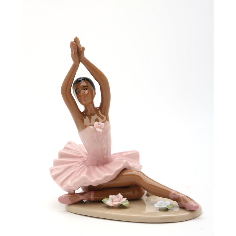 African American Ballerina Girl Posing Figurine- 4 3/4"H