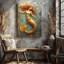 «Golden Mermaid Sculpture», toile d'art dynamique d'élégance océanique-1736590173