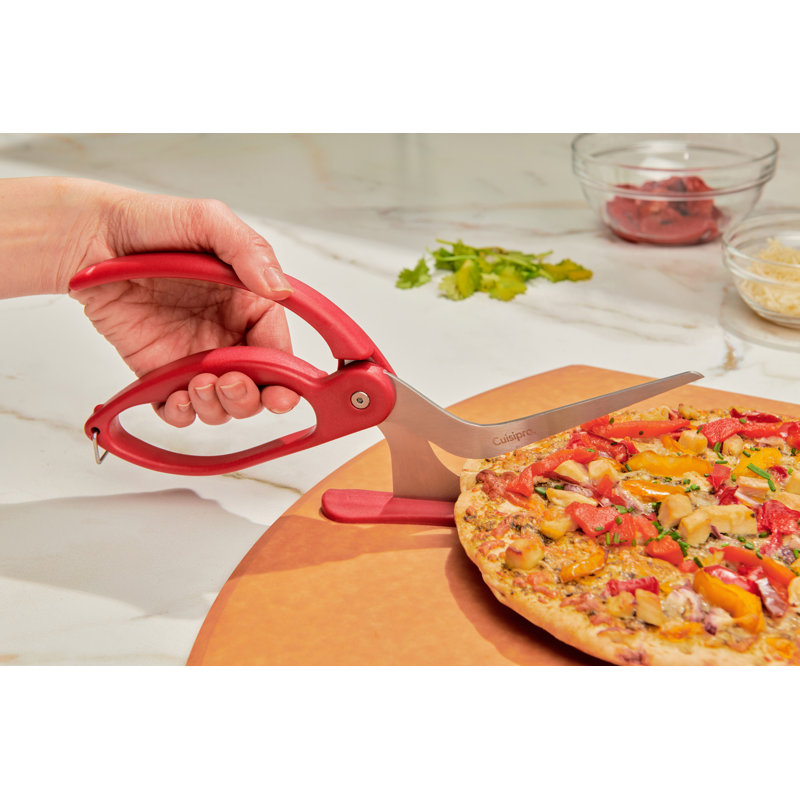 Cuisipro Pizza Shears, Red, Sharp Stainless Steel Blades, Pizza Cutter, Scissors