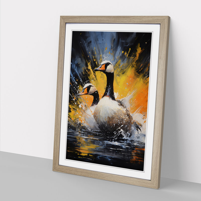 Goose Action Painting - Framed Print