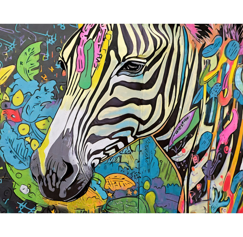 «Zebra Graffitianimals» sur toile, H 20 po x l 24 po