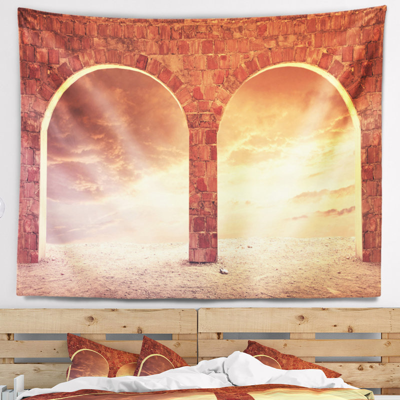 Arrière-plan de fantaisie avec deux arches tapisserie, H 68 po x l 80 po