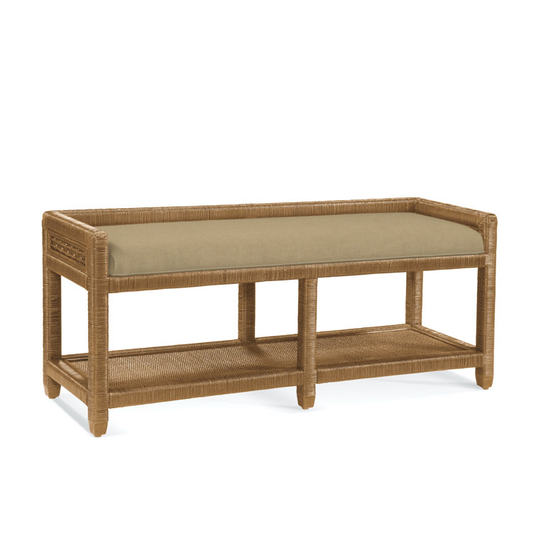 Pine Isle Wicker Shelves Storage Bench