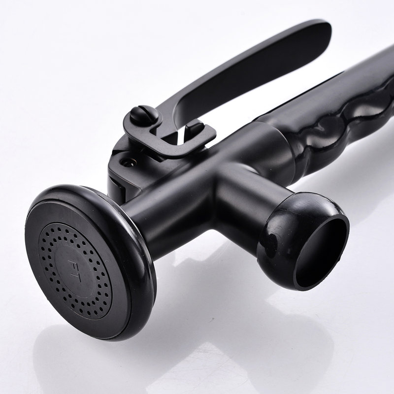Black And Nickel Kitchen Sink Faucet With Pull Down - Ceramic Filler, Hot Cold Water, , Modern Accessory Style Single Handle, Water Options, Rust-, Contemporary Tap