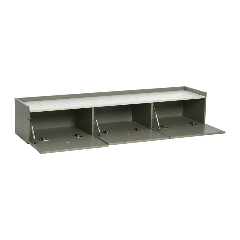 Floating 3-Door Console Cabinet, Gray