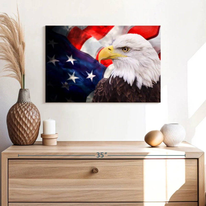 USA Flag And American Eagle, 30" H x 45" W