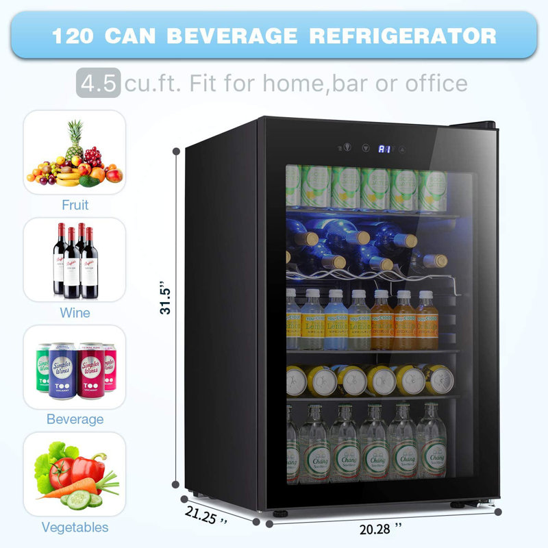 HAVATO Single Zone 20.28'' Freestanding 37 Bottle Wine & Beverage Refrigerator, Black