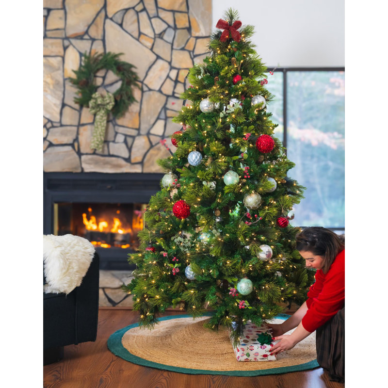 Burlap Tree Skirt, Round 2'2", Green/Beige