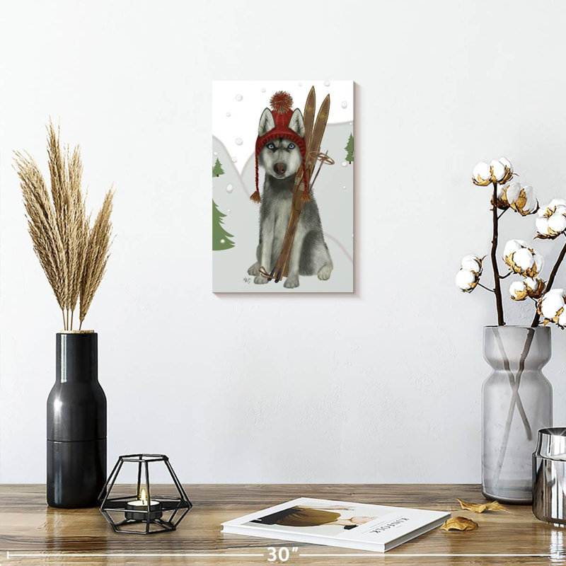 Brampt Husky Skiing, 12" H x 8" W