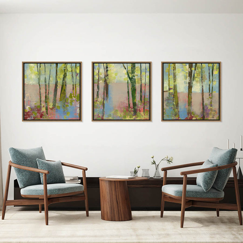 Forest Meadow 1 Print by Maeve Harris, 36" H x 36" W x 2.38" D, Oak Framed