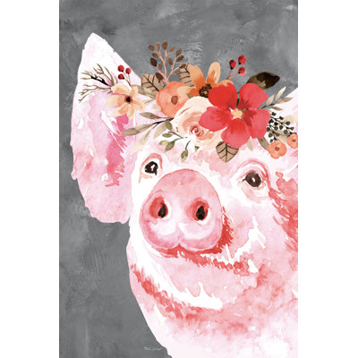 Whimsical Floral Pig by Nicole DeCamp